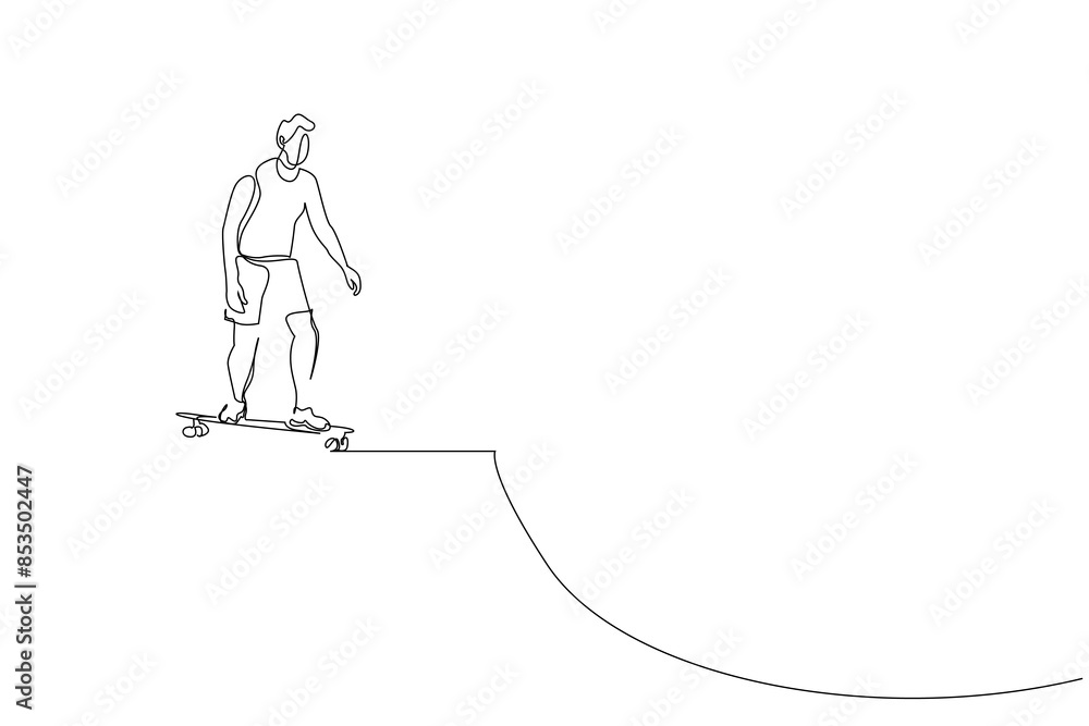 young person skateboard park lifestyle one line art design vector young person skateboard park lifestyle one line art design vector