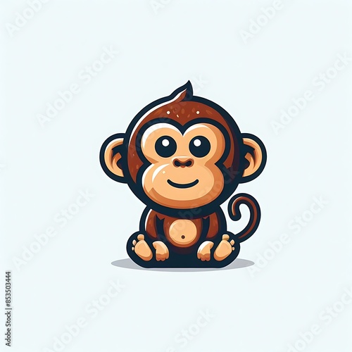 A cartoon monkey design colours drawing graphic sitting on the floor highquality eyecatching highquality accessible.