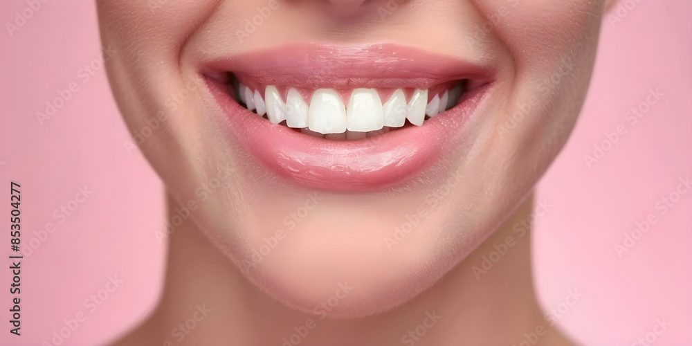 Showcasing Dental Beauty Close-up of Woman's Healthy White Teeth and Pink Gums. Concept Dental Health, White Teeth, Pink Gums, Close-up Photography Showcasing Dental Beauty Close-up of Woman's Healthy White Teeth and Pink Gums. Concept Dental Health, White Teeth, Pink Gums, Close-up Photography