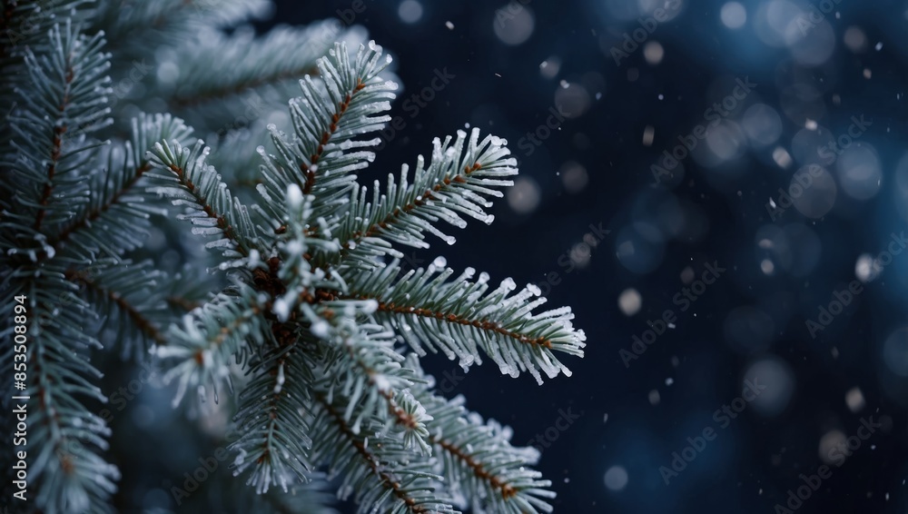 Winter Wonderland, Festive Snowflakes and Fir on a Navy Christmas Background. Winter Wonderland, Festive Snowflakes and Fir on a Navy Christmas Background.