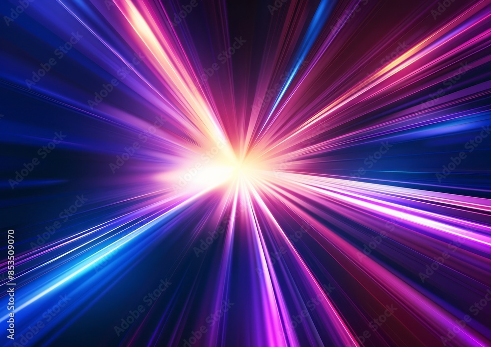 Blue, purple and pink rays of light moving in the center Blue, purple and pink rays of light moving in the center