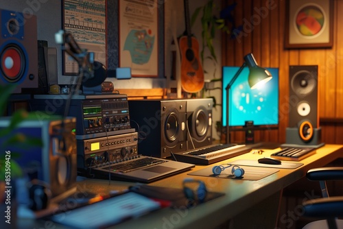 recording studio in realistic images by generative ai