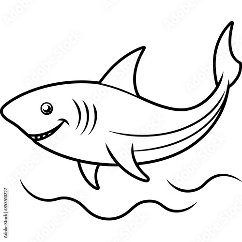 Shark fish line art vector.