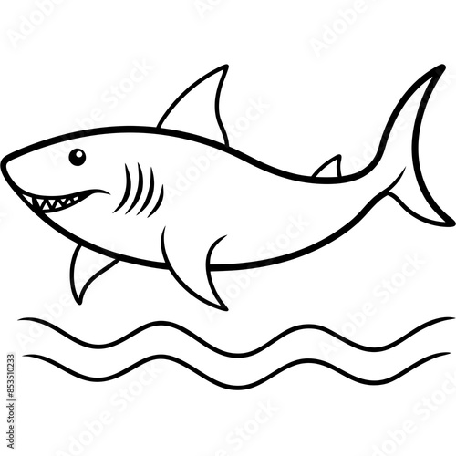 Shark fish line art vector.