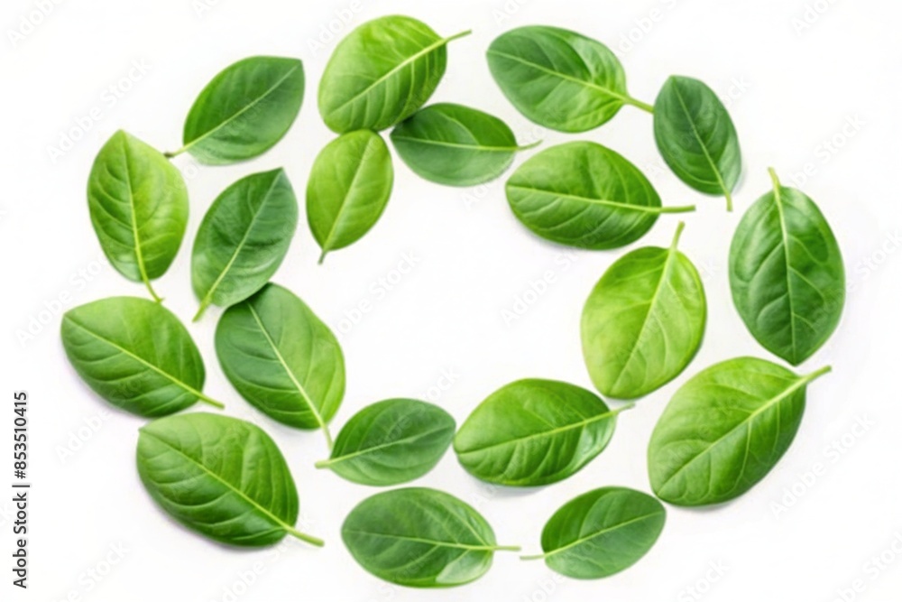 levitated spinate leaves on white isolated background levitated spinate leaves on white isolated background
