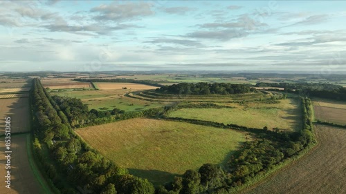 Aerial view of Badbury Rings in Dorset, England. photo