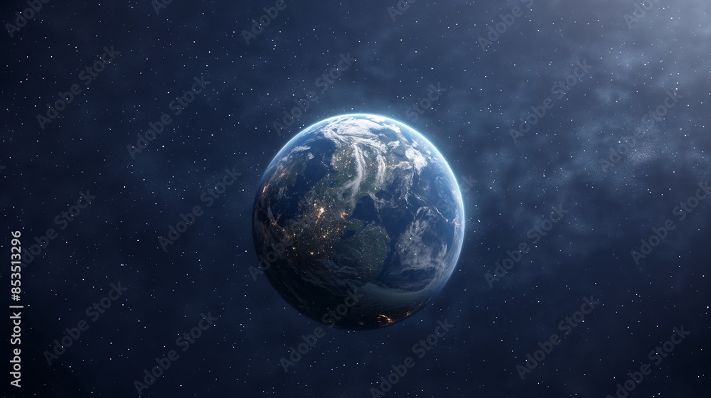 Stunning view of our planet surrounded by the cosmos Stunning view of our planet surrounded by the cosmos