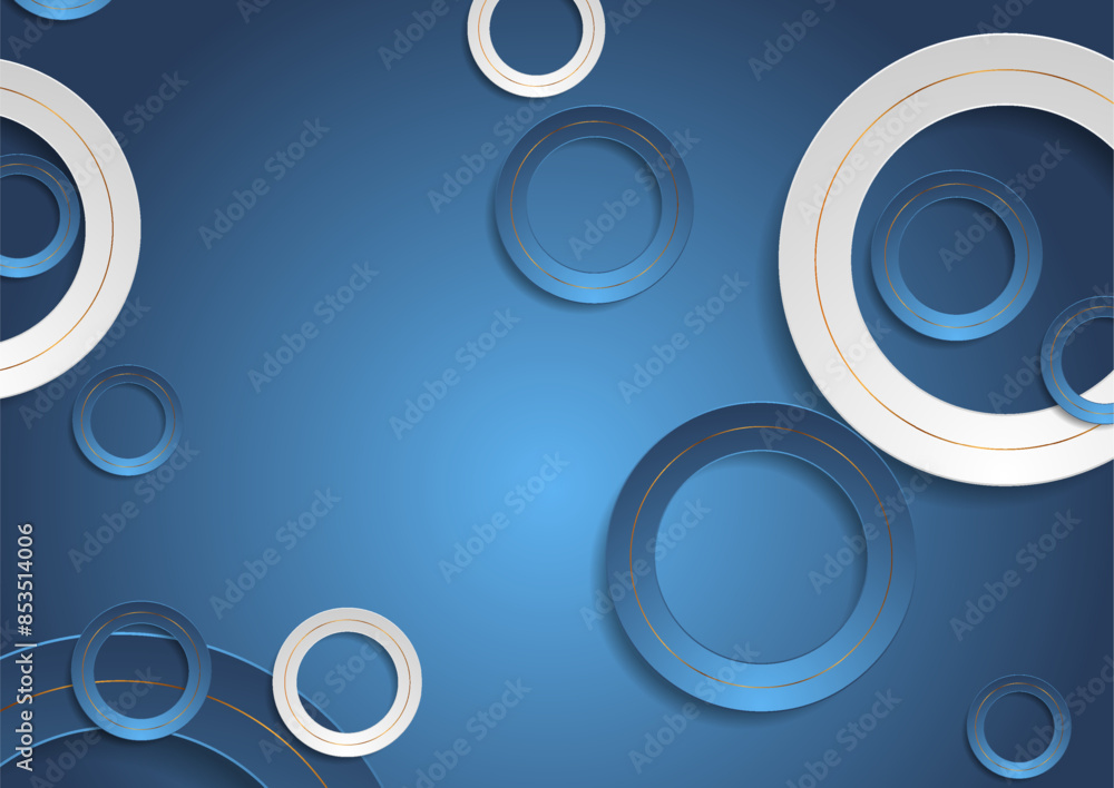 Blue grey circles with golden lines abstract retro geometric background. Vector graphic design Blue grey circles with golden lines abstract retro geometric background. Vector graphic design