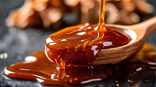 Exquisite Close-Up of Coffee Caramel Sauce photo