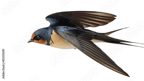 Hirundo swallow bird on the white background