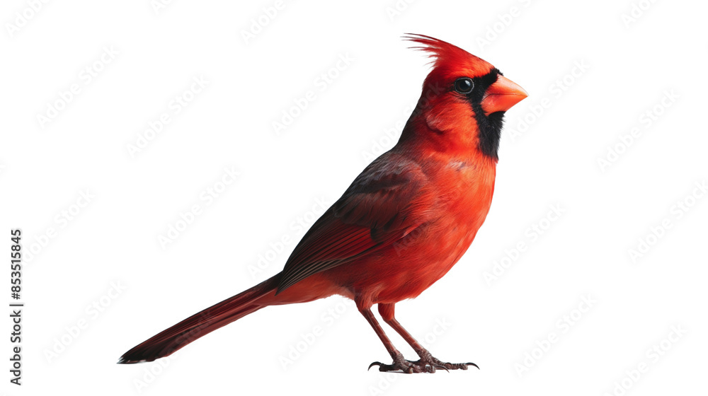 northen cardinal bird on white background