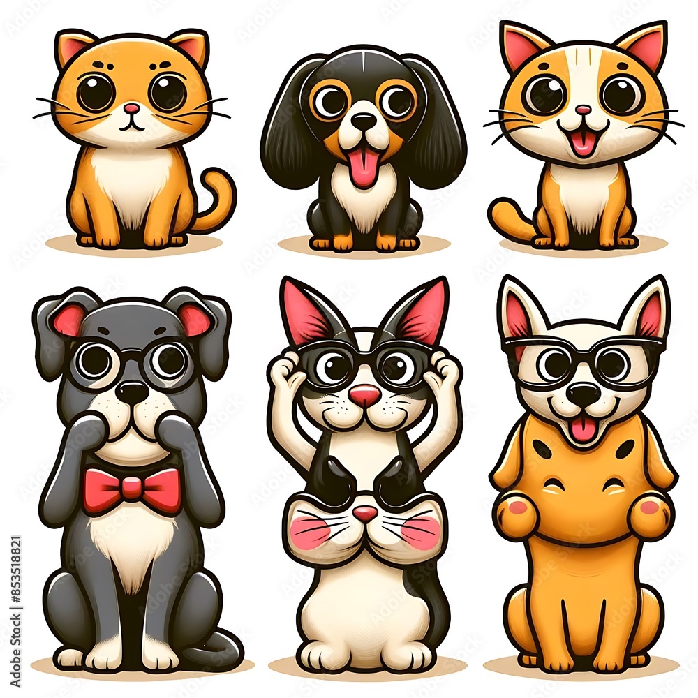 Fototapeta premium A group of cartoon animals eyecatching optimized unique vector Illustrative.