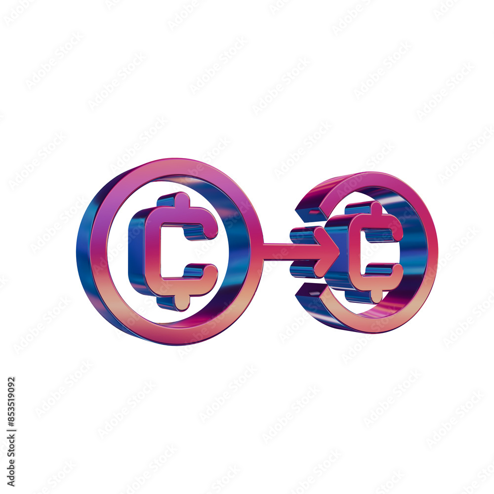 3D Neon Retro Icon - Cryptocurrency Circuit Coin Symbol 3D Neon Retro Icon - Cryptocurrency Circuit Coin Symbol