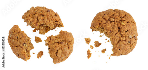 Fotografie oatmeal cookies with flax, pumpkin and sunflower seeds with full depth of field