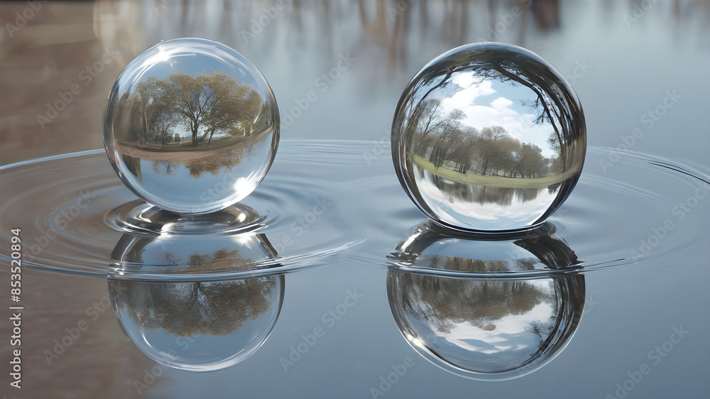 Create an image that plays with reflections in water, glass, or mirrors. Create an image that plays with reflections in water, glass, or mirrors.