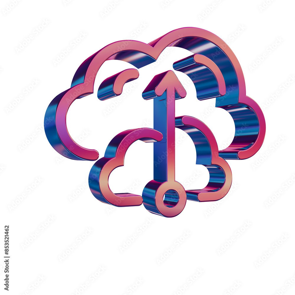 3D Neon Retro Icon - Cloud with Database Server 3D Neon Retro Icon - Cloud with Database Server