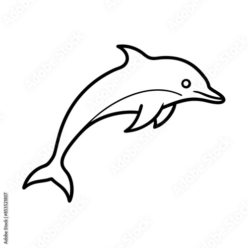 Dolphin fish Vector line art and silhouette illustration