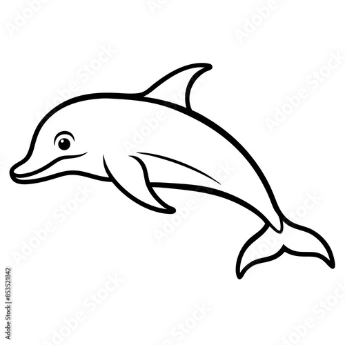 Dolphin fish Vector line art and silhouette illustration