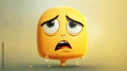 Playful cartoon emoticon shedding a tear with text Im not crying in vibrant colors. photo