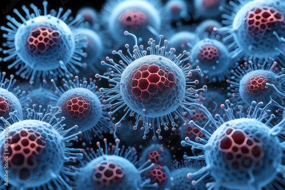 detailed microscopic view of cells, ideal for illustrating viruses and bacteria. This medical and healthcare illustration is perfect for pharmaceutical and medical device marketing detailed microscopic view of cells, ideal for illustrating viruses and bacteria. This medical and healthcare illustration is perfect for pharmaceutical and medical device marketing