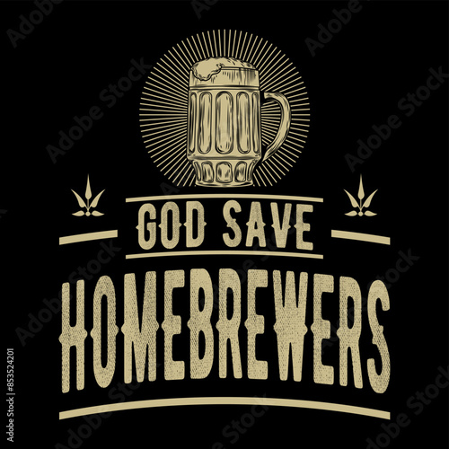 Unique, Vintage, Elegance, Distressed Brewery Label Typography T-shirt Design Vector Illustration