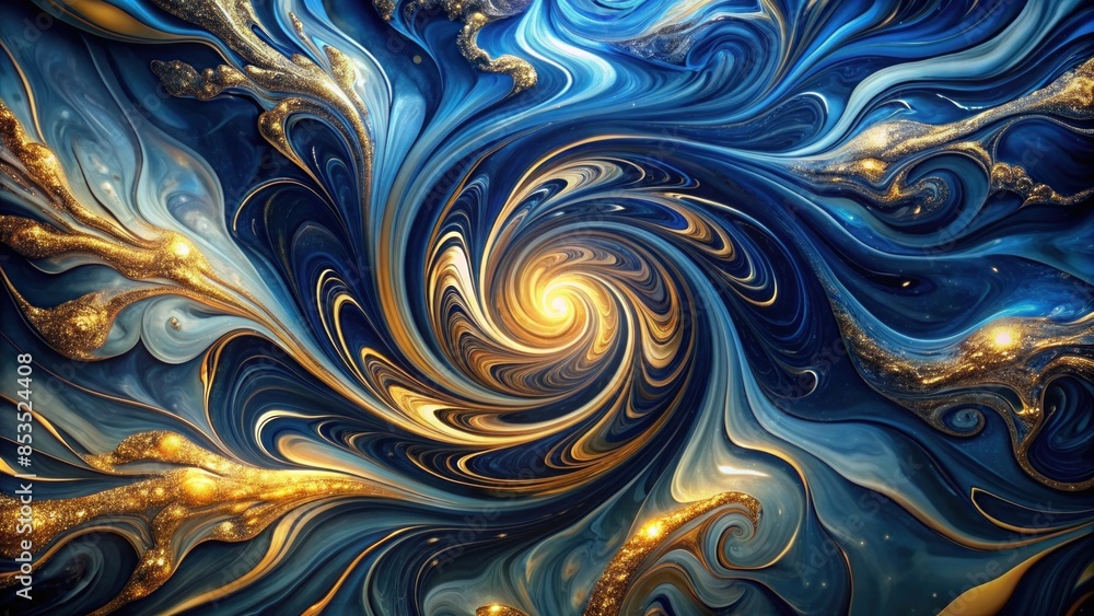 A swirling marble pattern in shades of blue and gold A swirling marble pattern in shades of blue and gold