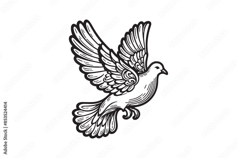 Obraz premium Elegant Dove Outline Drawing