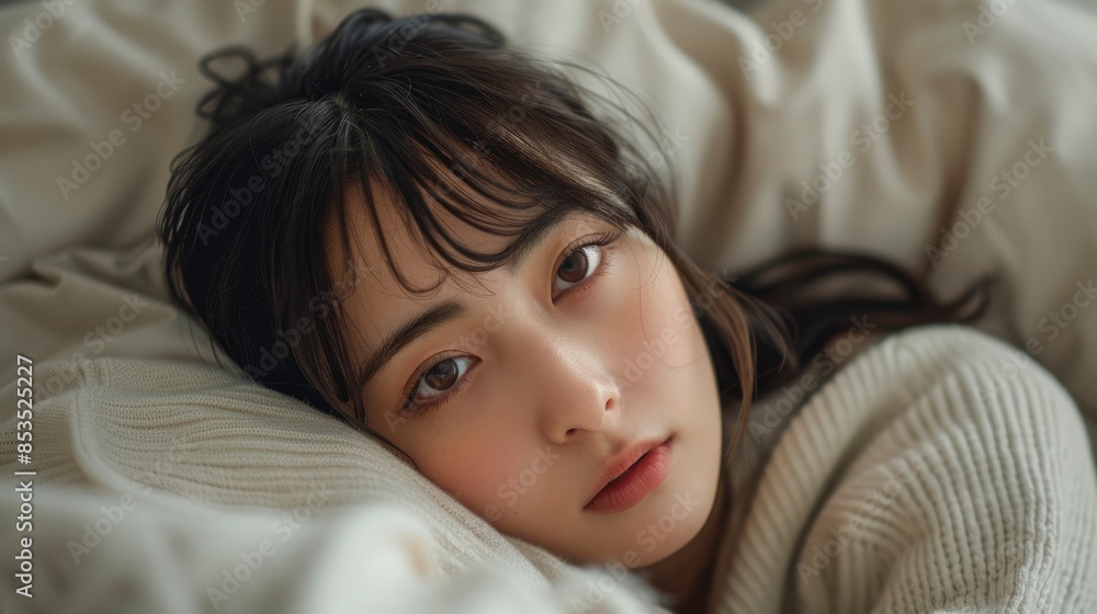 An Attractive Japanese Woman On The Bed, High Quality, HD An Attractive Japanese Woman On The Bed, High Quality, HD