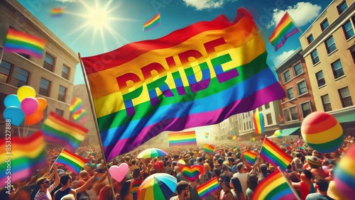 Pride Parade Crowds Celebrate in the City on a Sunny Day