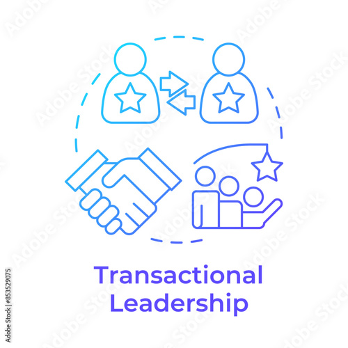 Transactional leadership blue gradient concept icon. Experience exchange, teamwork. Round shape line illustration. Abstract idea. Graphic design. Easy to use in infographic, presentation