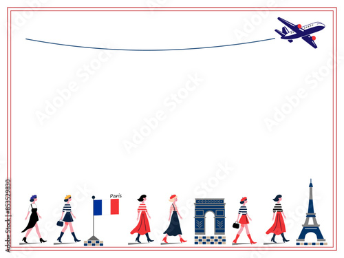 歩くフランスの人々のフレーム