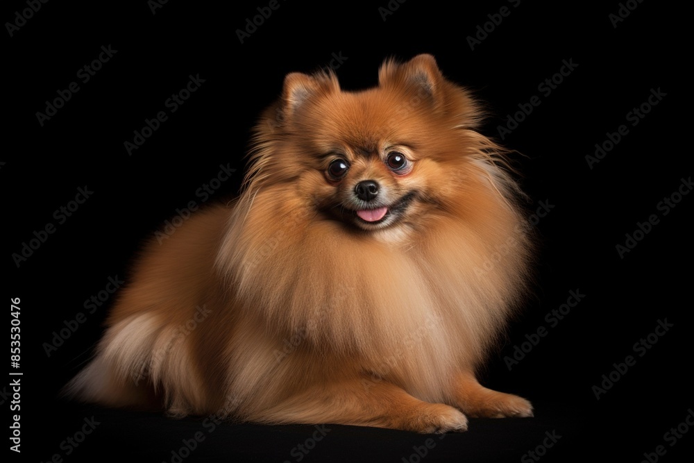 A fluffy orange dog with a big smile on its face A fluffy orange dog with a big smile on its face