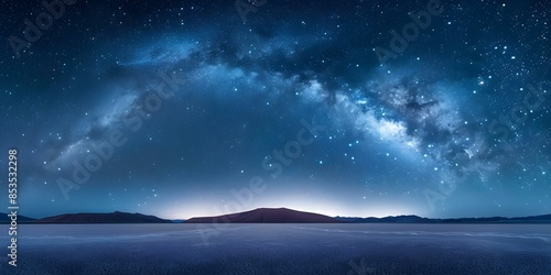 The Milky Way arching over a desert landscape with the Earth's zodiacal light visible. Concept Astrophotography, Milky Way, Desert Landscape, Zodiacal Light, Night Sky