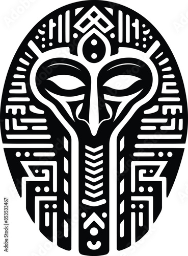 horus egypt deity silhouete with Polynesian ethnic pattern illustration