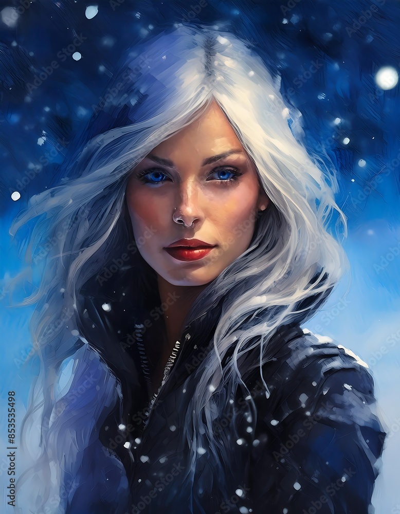 beautiful woman posing in winter forest