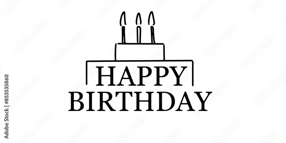 happy birthday text with a cake and a candle vector illustration happy birthday text with a cake and a candle vector illustration