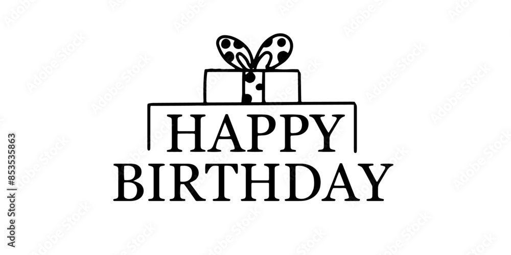 Ταπετσαρία Greeting text of happy birthday design with a gift  vector illustration