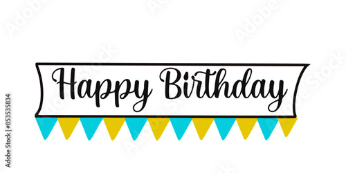 Photography happy birthday text in calligraphy on a banner vector illustration