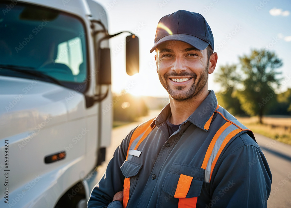 Confident Truck Driver: Road Transport Professional Confident Truck Driver: Road Transport Professional
