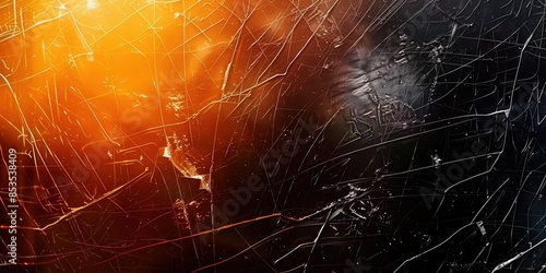Abstract Texture of Scratched Glass with Orange Glow