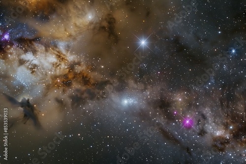 A journey through the cosmos, with stars and nebulae swirling in the void photo