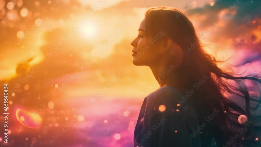 A radiant woman full of hope and determination for the future, welcoming the energy of fresh starts prior to her first public speaking engagement