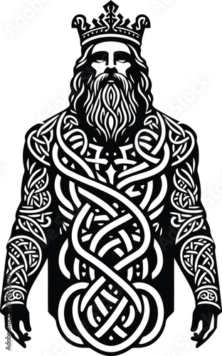 king in silhouete with celtic knot pattern illustration