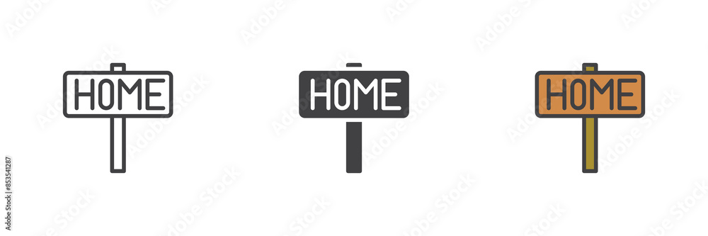 Home Signage different style icon set Home Signage different style icon set