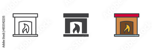 Fireplace different style icon set