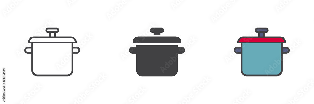 Cooking Pan different style icon set Cooking Pan different style icon set