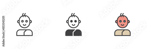 Baby boy different style icon set