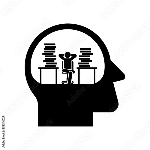 Procrastination sign. A man sits in a chair and puts things off until later. The concept of putting things off until later