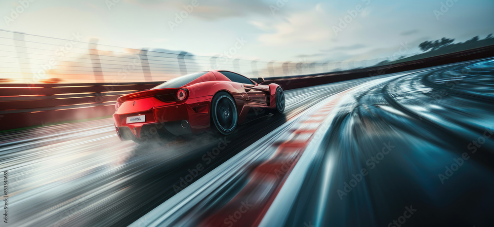 Supercar Driving at High Speed on Circuit Track Supercar Driving at High Speed on Circuit Track