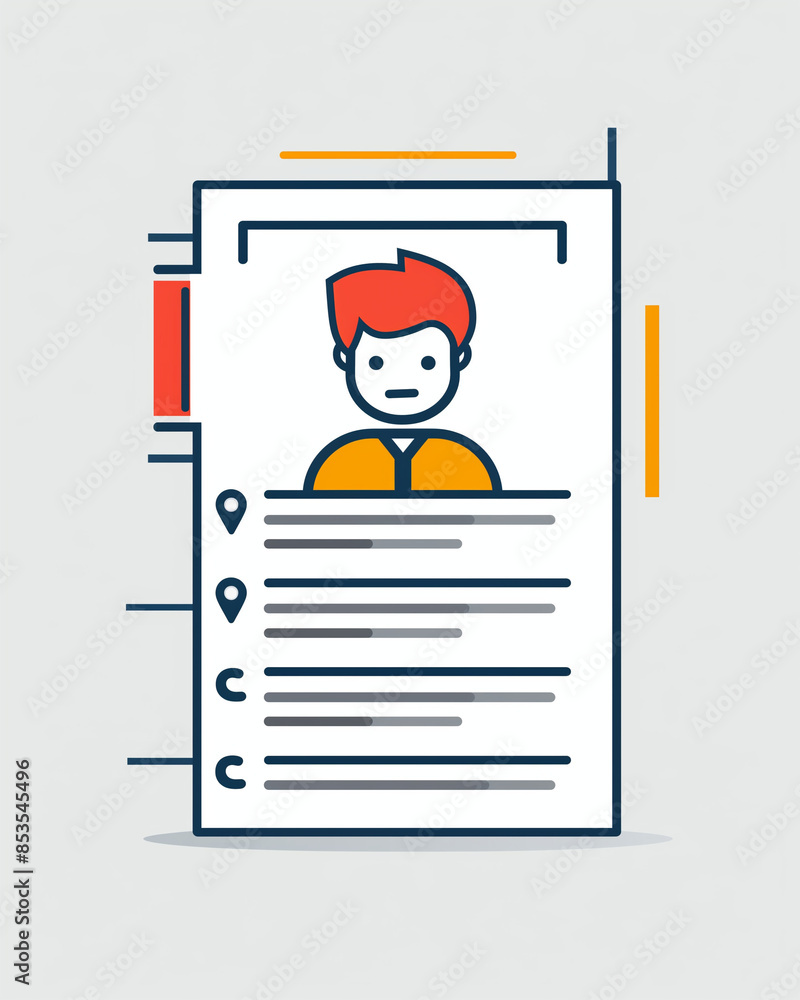 Minimalist Resume Icon, Flat Design, Simple Illustration Minimalist Resume Icon, Flat Design, Simple Illustration